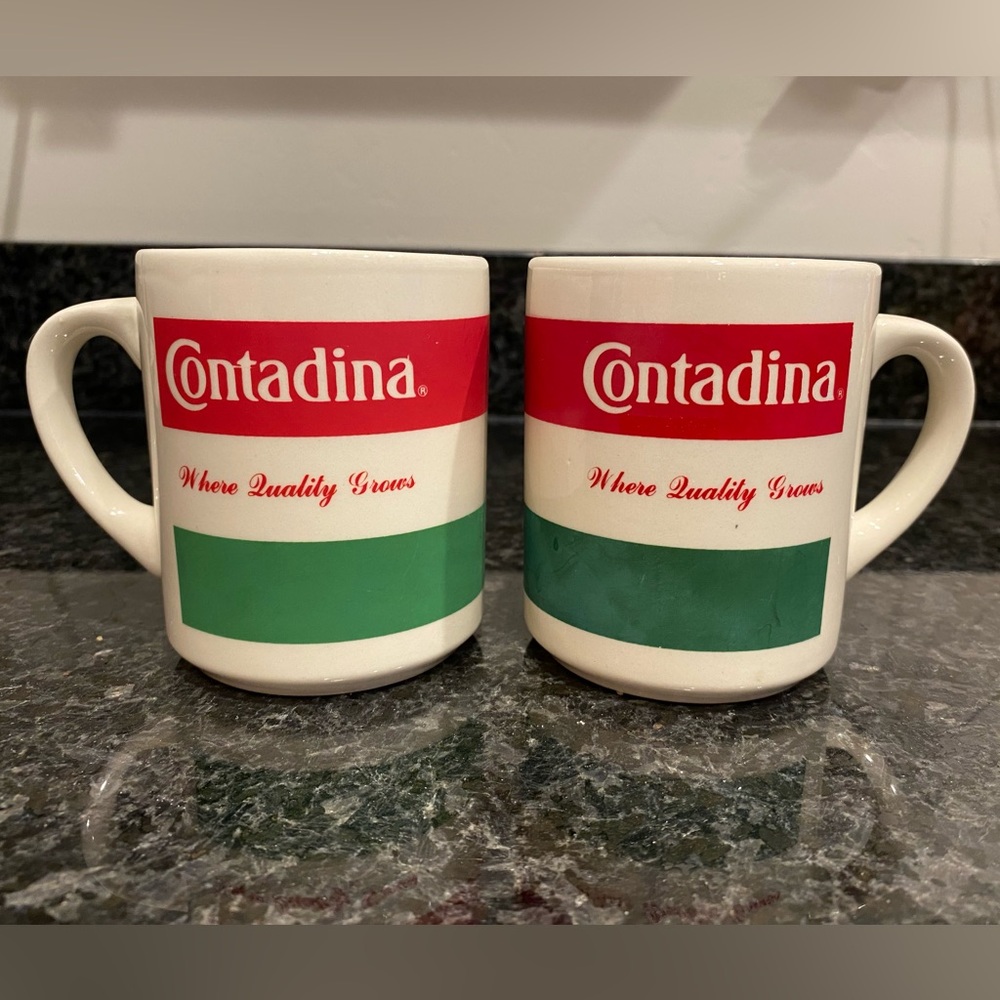 Pair of vintage Contadina coffee mugs